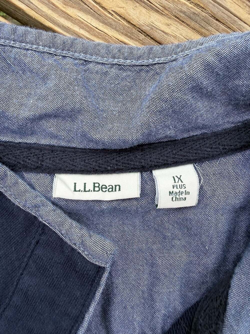 L.L.Bean Striped Snap-Front Pullover Shirt Navy White Size 1X Plus - Picture 4 of 5